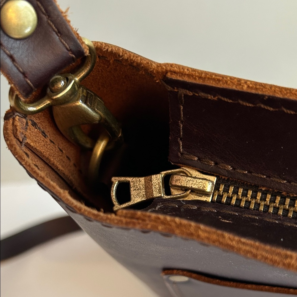 Portland Leather Goods Mini Crossbody Tote Bag in Dark Brown - Picture 10 of 11